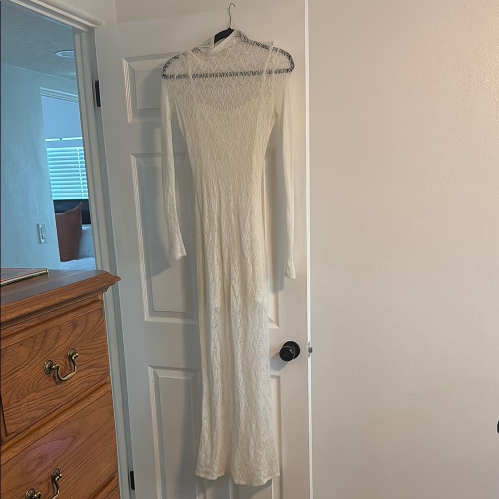 Merino wool-blend floor length dress